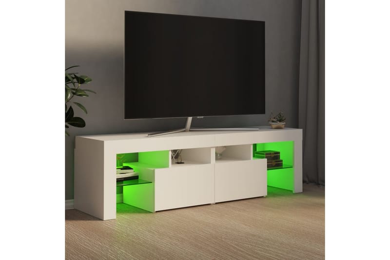 TV-benk med LED-lys hvit 140x35x40 cm - Hvit - TV-benk & mediabenk