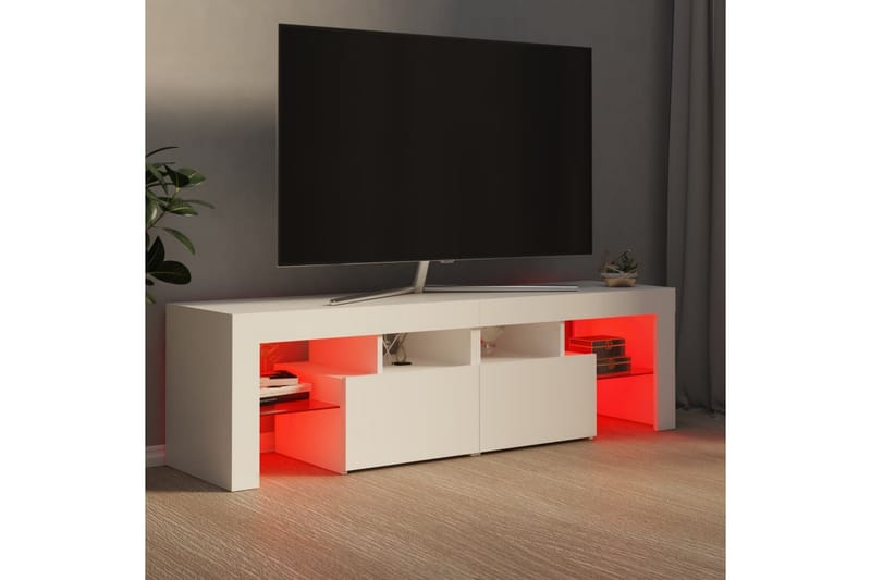 TV-benk med LED-lys hvit 140x35x40 cm - Hvit - TV-benk & mediabenk