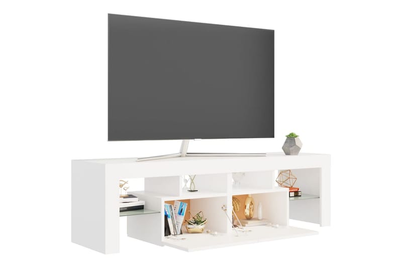 TV-benk med LED-lys hvit 140x35x40 cm - Hvit - TV-benk & mediabenk