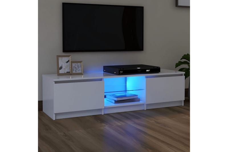 TV-benk med LED-lys hvit 140x40x35,5 cm - Hvit - Møbler - Mediamøbel & tv møbel - TV-benk & mediabenk