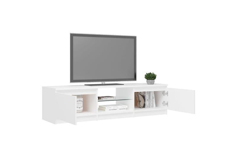 TV-benk med LED-lys hvit 140x40x35,5 cm - Hvit - Møbler - Mediamøbel & tv møbel - TV-benk & mediabenk
