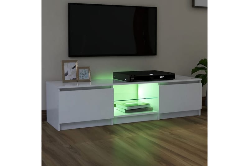 TV-benk med LED-lys hvit 140x40x35,5 cm - Hvit - Møbler - Mediamøbel & tv møbel - TV-benk & mediabenk
