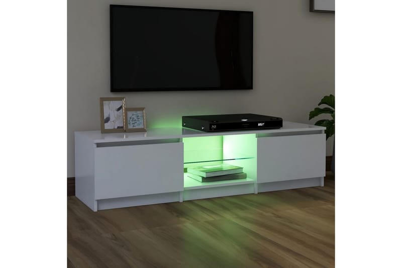 TV-benk med LED-lys hvit 140x40x35,5 cm - Hvit - TV-benk & mediabenk