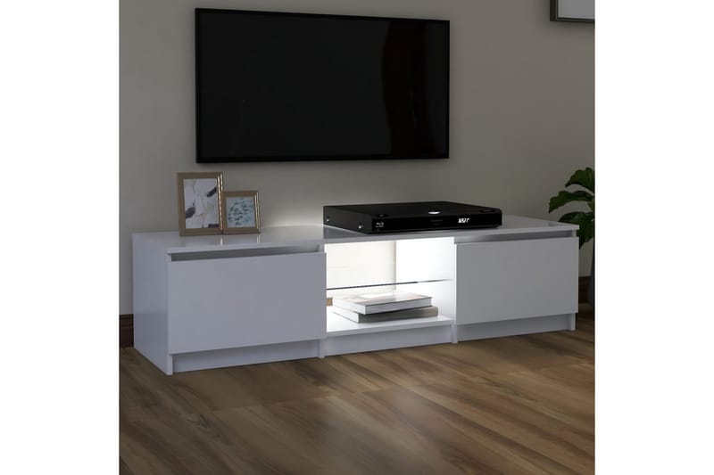 TV-benk med LED-lys hvit 140x40x35,5 cm - Hvit - TV-benk & mediabenk