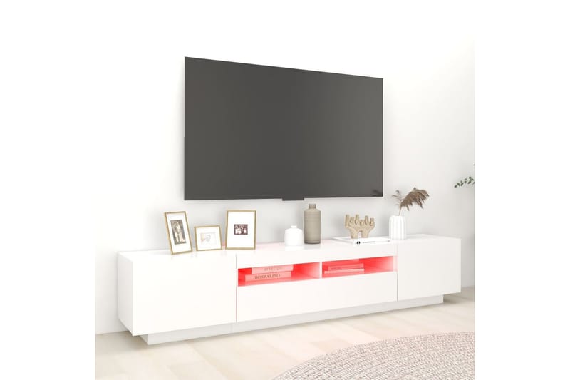TV-benk med LED-lys hvit 200x35x40 cm - Hvit - Møbler - Mediamøbel & tv møbel - TV-benk & mediabenk