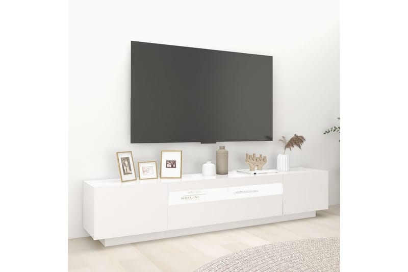 TV-benk med LED-lys hvit 200x35x40 cm - Hvit - Møbler - Mediamøbel & tv møbel - TV-benk & mediabenk
