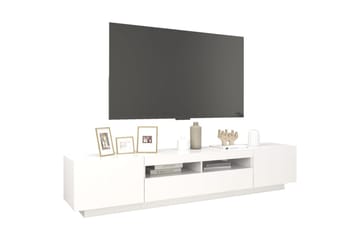 TV-benk med LED-lys hvit 200x35x40 cm - Hvit - Møbler - Mediamøbel & tv møbel - TV-benk & mediabenk
