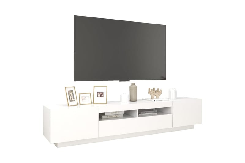 TV-benk med LED-lys hvit 200x35x40 cm - Hvit - Møbler - Mediamøbel & tv møbel - TV-benk & mediabenk