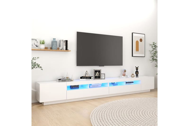 TV-benk med LED-lys hvit 300x35x40 cm - Hvit - TV-benk & mediabenk