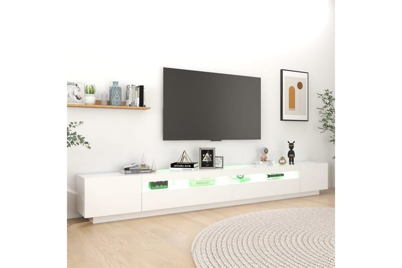 TV-benk med LED-lys hvit 300x35x40 cm - Hvit - Møbler - Mediamøbel & tv møbel - TV-benk & mediabenk
