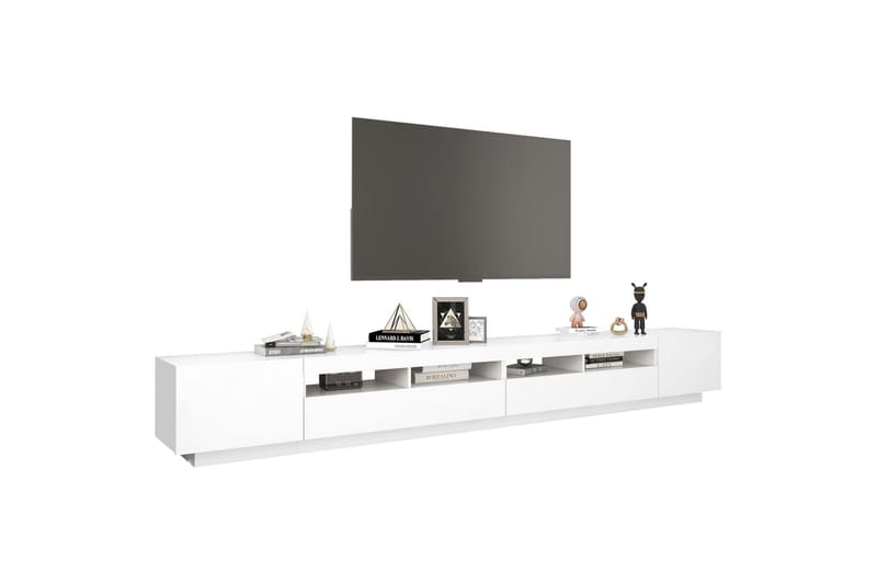 TV-benk med LED-lys hvit 300x35x40 cm - Hvit - Møbler - Mediamøbel & tv møbel - TV-benk & mediabenk