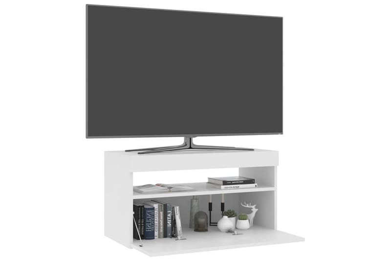 TV-benk med LED-lys hvit 75x35x40 cm - Hvit - Møbler - Mediamøbel & tv møbel - TV-benk & mediabenk