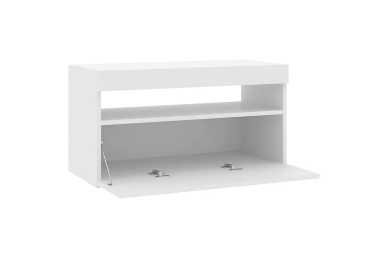 TV-benk med LED-lys hvit 75x35x40 cm - Hvit - Møbler - Mediamøbel & tv møbel - TV-benk & mediabenk
