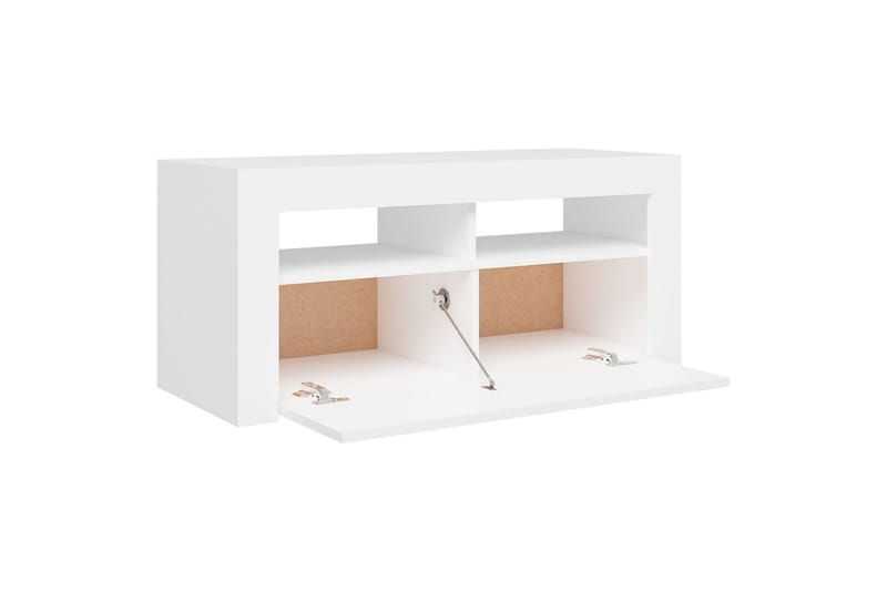 TV-benk med LED-lys hvit 90x35x40 cm - Hvit - Møbler - Mediamøbel & tv møbel - TV-benk & mediabenk