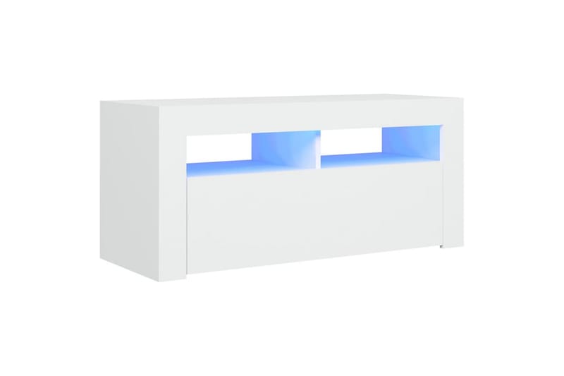 TV-benk med LED-lys hvit 90x35x40 cm - Hvit - Møbler - Mediamøbel & tv møbel - TV-benk & mediabenk