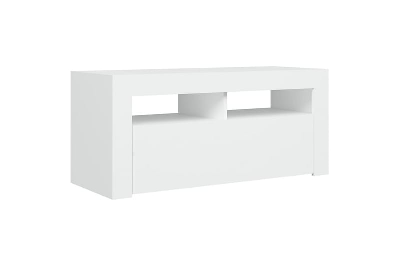 TV-benk med LED-lys hvit 90x35x40 cm - Hvit - Møbler - Mediamøbel & tv møbel - TV-benk & mediabenk