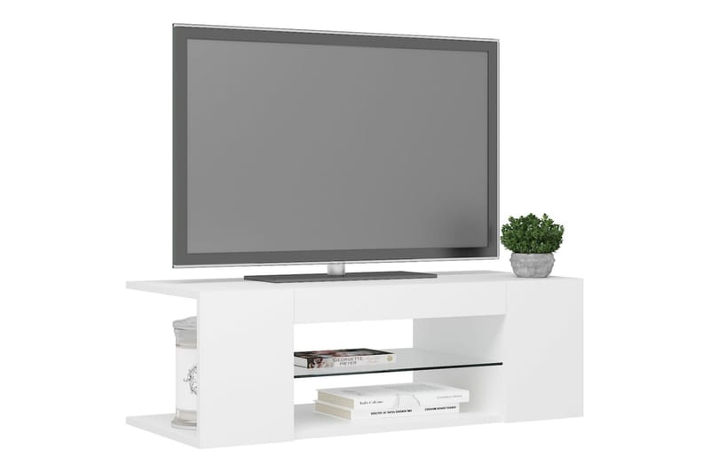 TV-benk med LED-lys hvit 90x39x30 cm - Hvit - Møbler - Mediamøbel & tv møbel - TV-benk & mediabenk