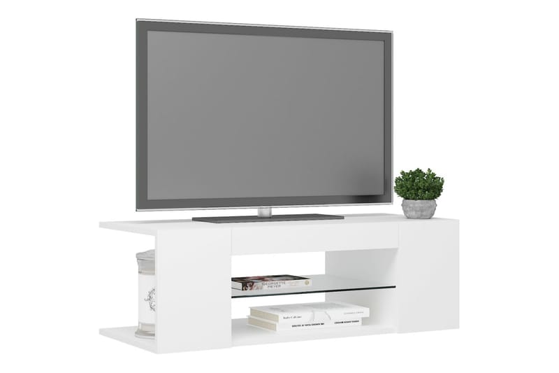TV-benk med LED-lys hvit 90x39x30 cm - Hvit - TV-benk & mediabenk