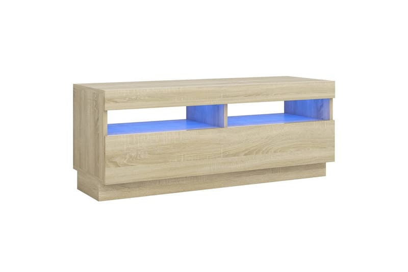 TV-benk med LED-lys sonoma eik 100x35x40 cm - Brun - TV-benk & mediabenk