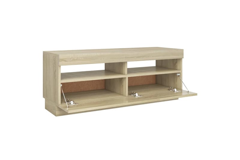 TV-benk med LED-lys sonoma eik 100x35x40 cm - Brun - TV-benk & mediabenk