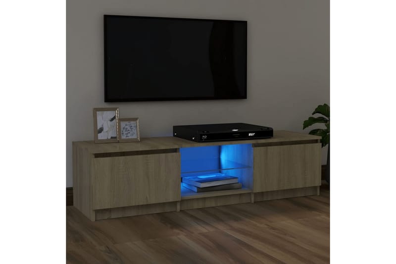 TV-benk med LED-lys sonoma eik 120x30x35,5 cm - Brun - TV-benk & mediabenk