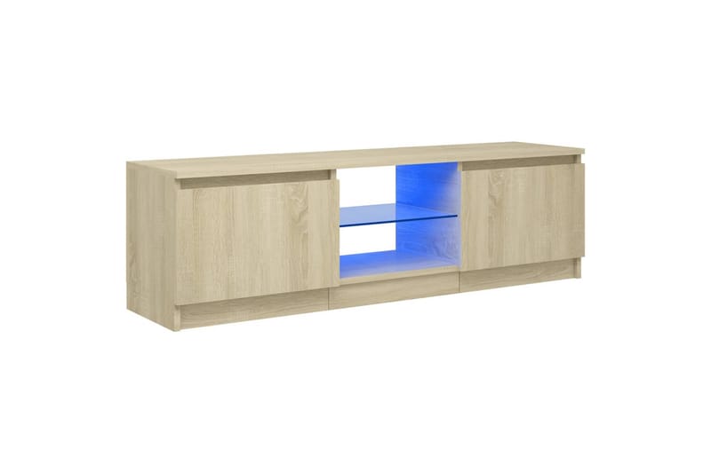 TV-benk med LED-lys sonoma eik 120x30x35,5 cm - Brun - TV-benk & mediabenk