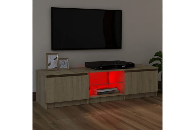 TV-benk med LED-lys sonoma eik 120x30x35,5 cm - Brun - Møbler - Mediamøbel & tv møbel - TV-benk & mediabenk