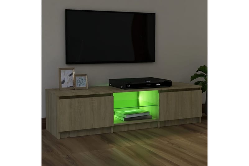 TV-benk med LED-lys sonoma eik 120x30x35,5 cm - Brun - TV-benk & mediabenk