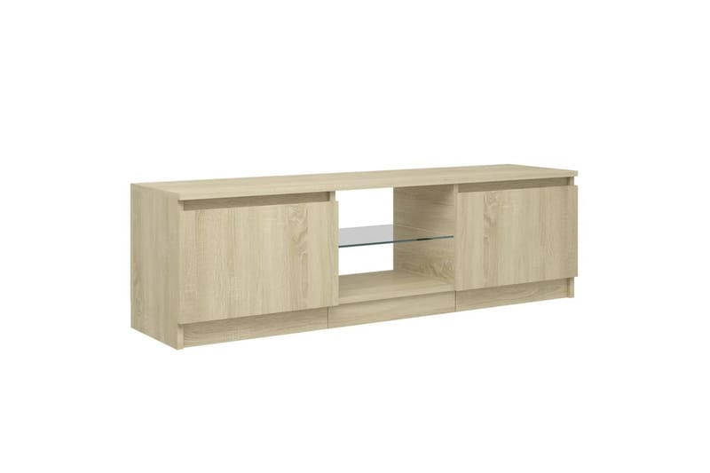 TV-benk med LED-lys sonoma eik 120x30x35,5 cm - Brun - TV-benk & mediabenk