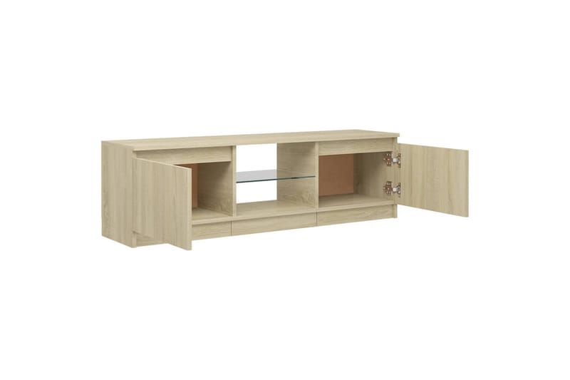 TV-benk med LED-lys sonoma eik 120x30x35,5 cm - Brun - TV-benk & mediabenk