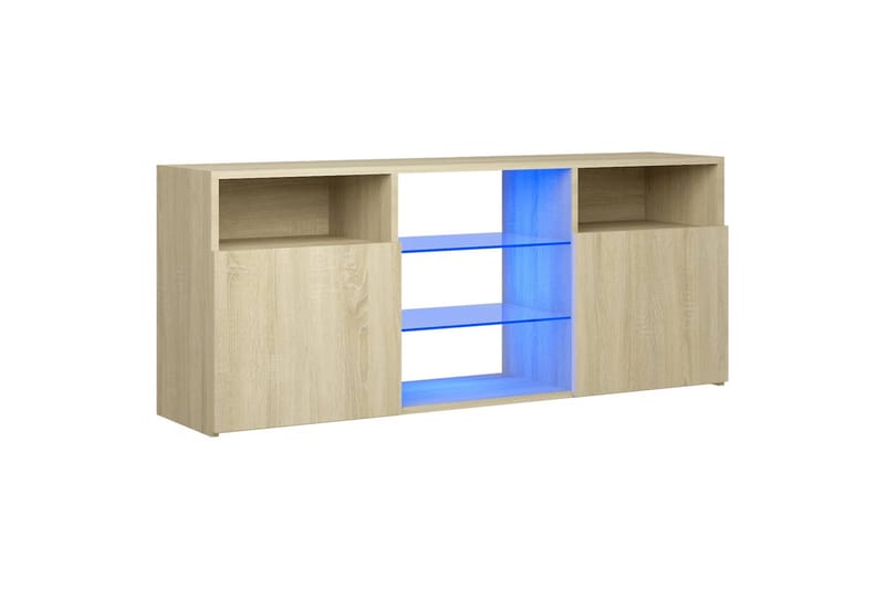 TV-benk med LED-lys sonoma eik 120x30x50 cm - Brun - Møbler - Mediamøbel & tv møbel - TV-benk & mediabenk