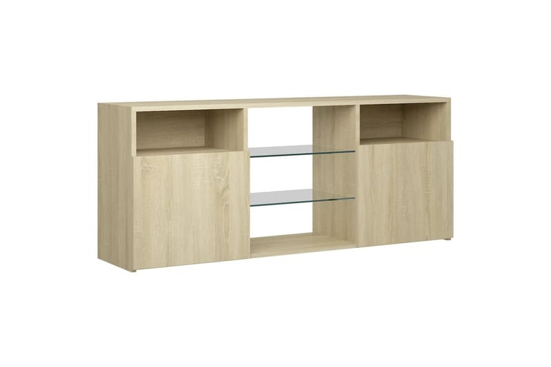 TV-benk med LED-lys sonoma eik 120x30x50 cm - Brun - Møbler - Mediamøbel & tv møbel - TV-benk & mediabenk