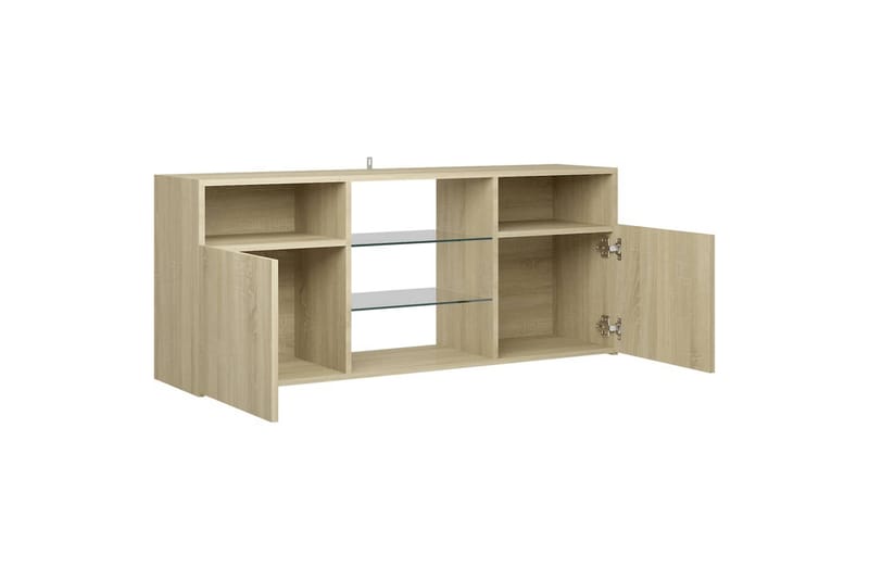 TV-benk med LED-lys sonoma eik 120x30x50 cm - Brun - Møbler - Mediamøbel & tv møbel - TV-benk & mediabenk
