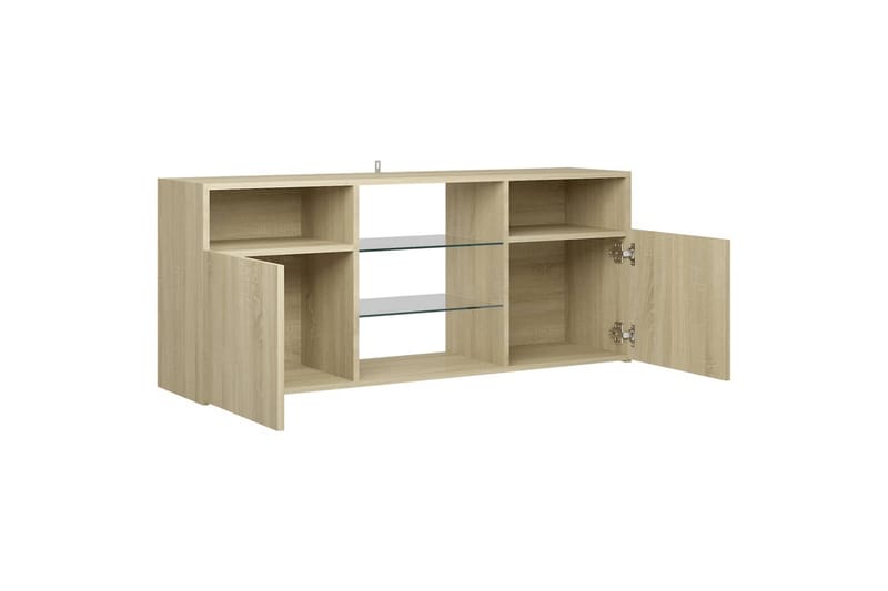 TV-benk med LED-lys sonoma eik 120x30x50 cm - Brun - TV-benk & mediabenk