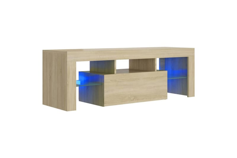 TV-benk med LED-lys sonoma eik 120x35x40 cm - Brun - TV-benk & mediabenk