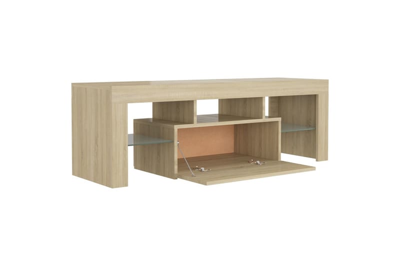 TV-benk med LED-lys sonoma eik 120x35x40 cm - Brun - TV-benk & mediabenk