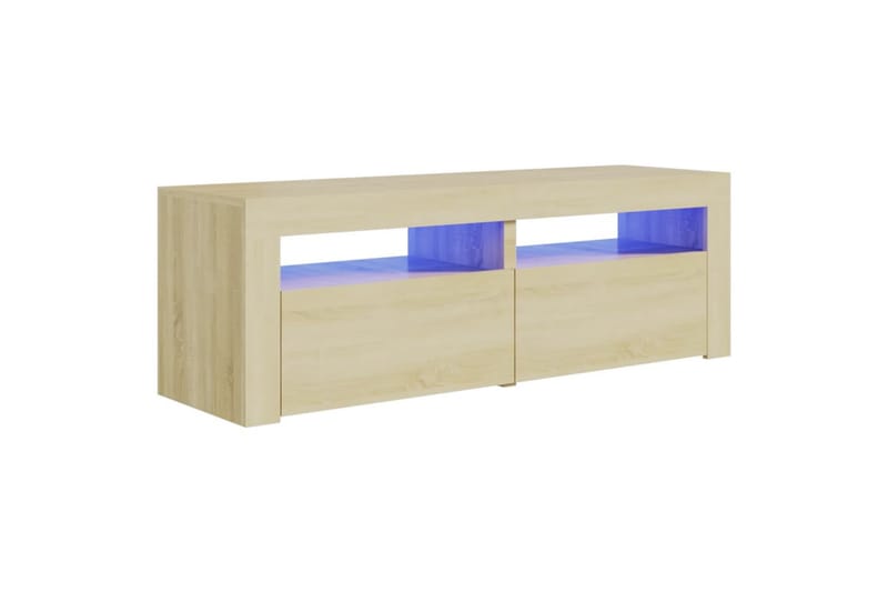 TV-benk med LED-lys sonoma eik 120x35x40 cm - Brun - TV-benk & mediabenk