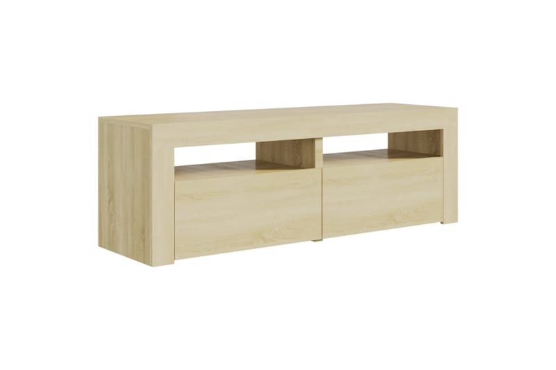 TV-benk med LED-lys sonoma eik 120x35x40 cm - Brun - TV-benk & mediabenk