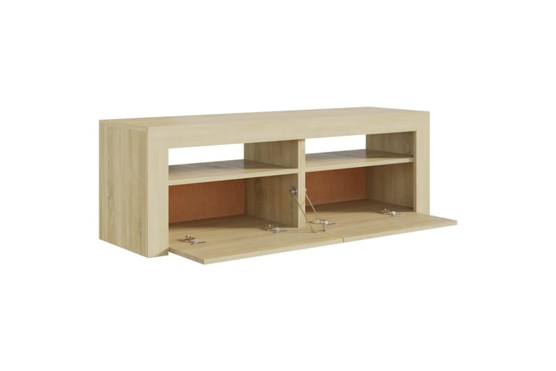 TV-benk med LED-lys sonoma eik 120x35x40 cm - Brun - TV-benk & mediabenk