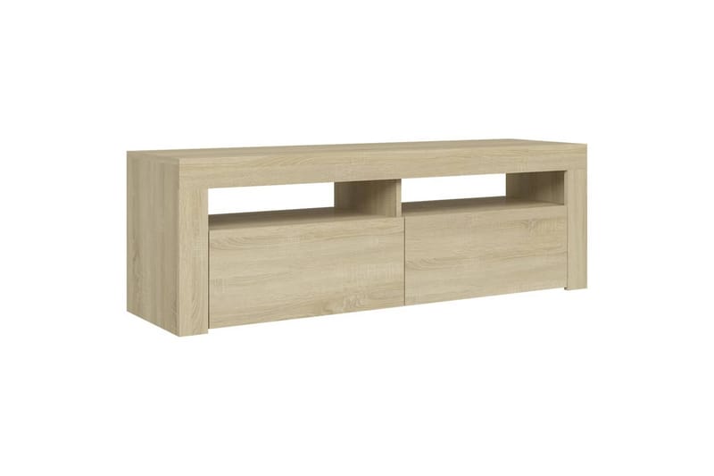 TV-benk med LED-lys sonoma eik 120x35x40 cm - Brun - TV-benk & mediabenk