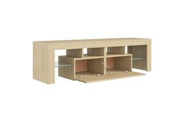TV-benk med LED-lys sonoma eik 140x35x40 cm - Brun - Møbler - Mediamøbel & tv møbel - TV-benk & mediabenk