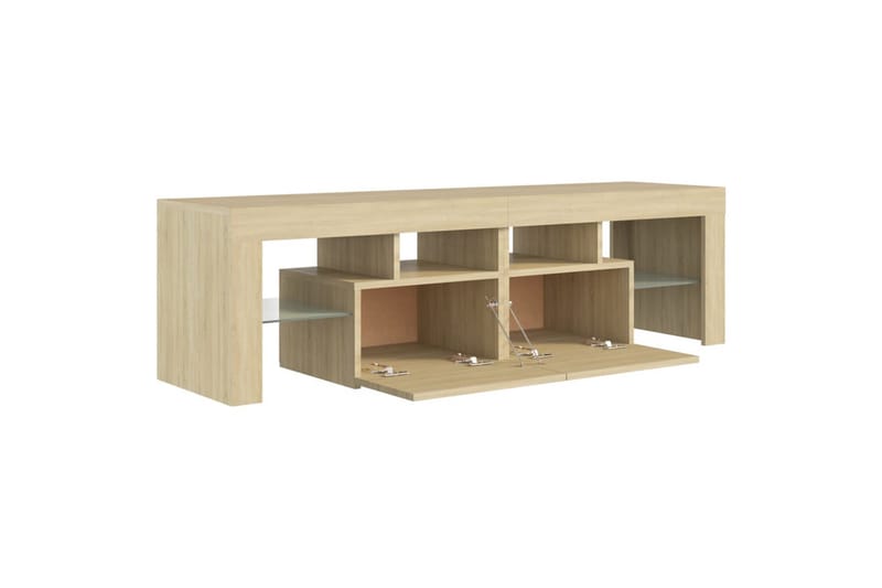 TV-benk med LED-lys sonoma eik 140x35x40 cm - Brun - TV-benk & mediabenk