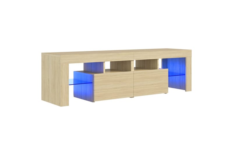 TV-benk med LED-lys sonoma eik 140x35x40 cm - Brun - TV-benk & mediabenk