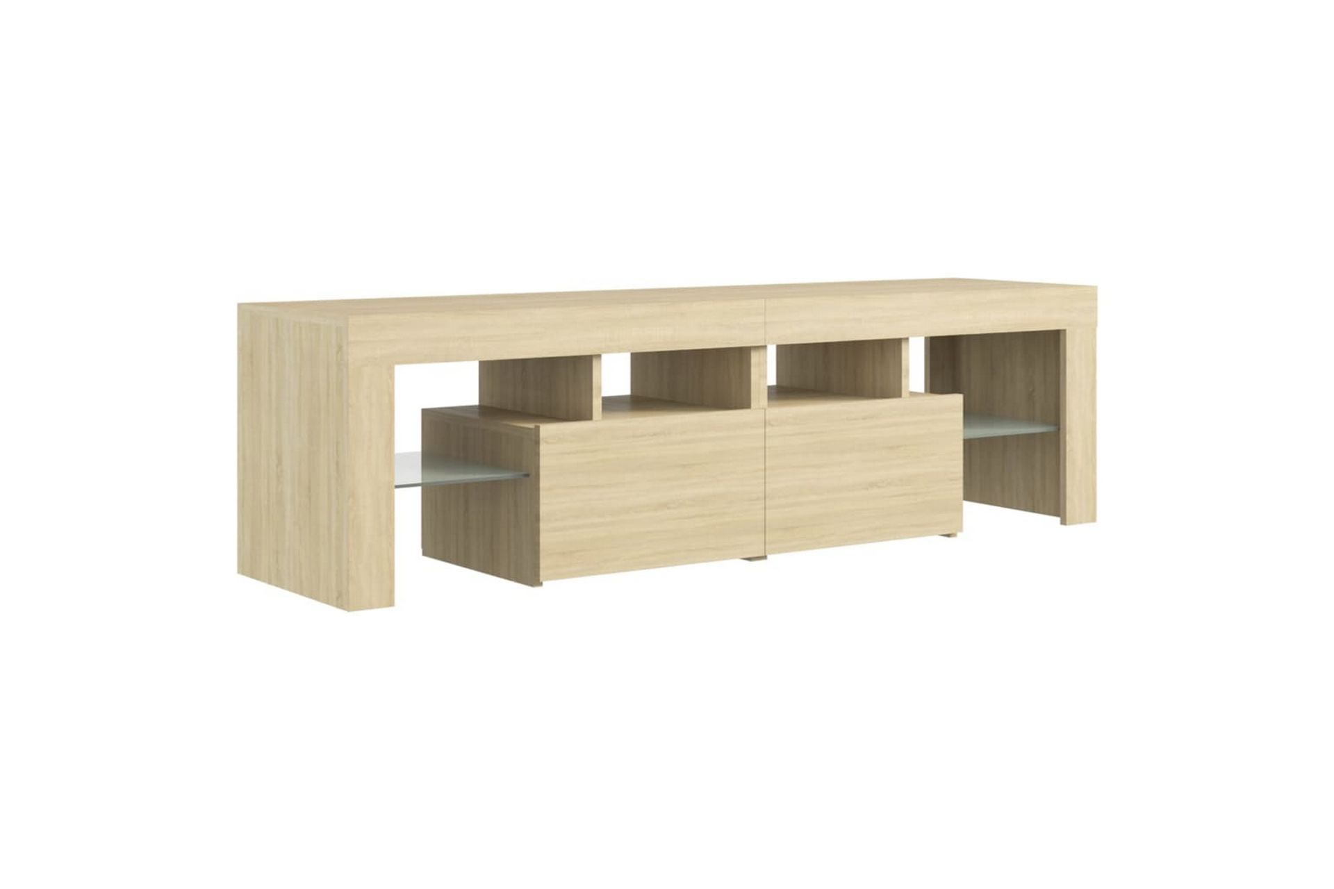 TV-benk med LED-lys sonoma eik 140x35x40 cm - Brun - Møbler - Mediamøbel & tv møbel - TV-benk & mediabenk