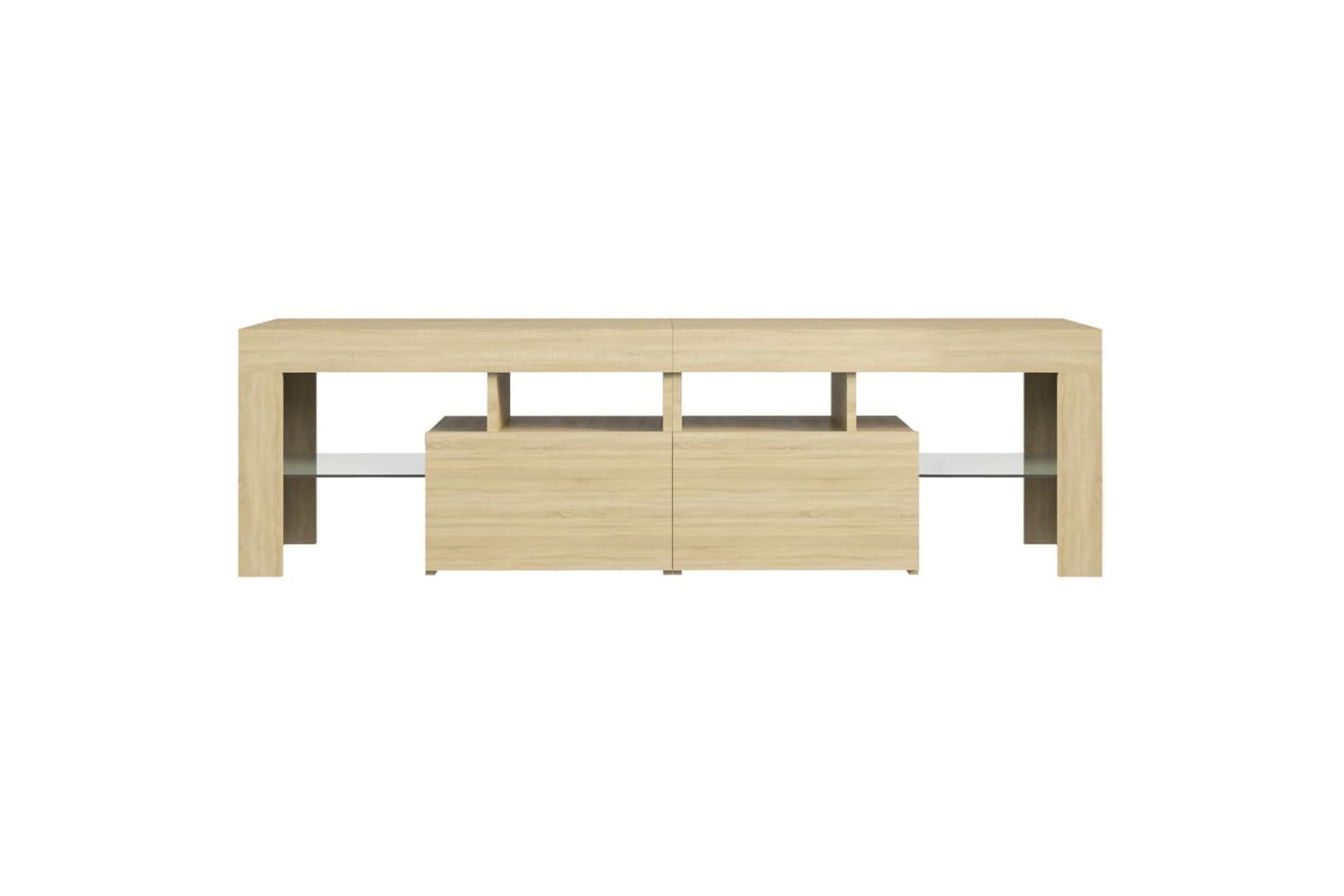 TV-benk med LED-lys sonoma eik 140x35x40 cm - Brun - Møbler - Mediamøbel & tv møbel - TV-benk & mediabenk