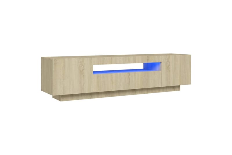 TV-benk med LED-lys sonoma eik 160x35x40 cm - Brun - Møbler - Mediamøbel & tv møbel - TV-benk & mediabenk