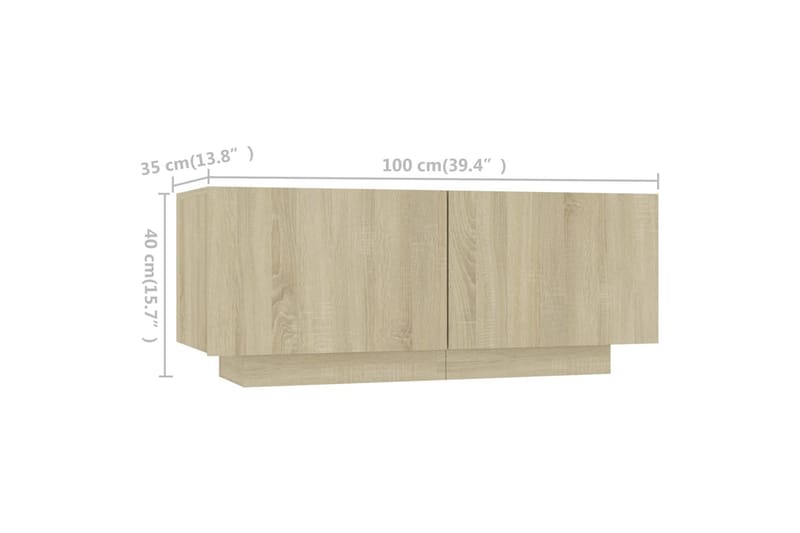 TV-benk med LED-lys sonoma eik 200x35x40 cm - Brun - Møbler - Mediamøbel & tv møbel - TV-benk & mediabenk