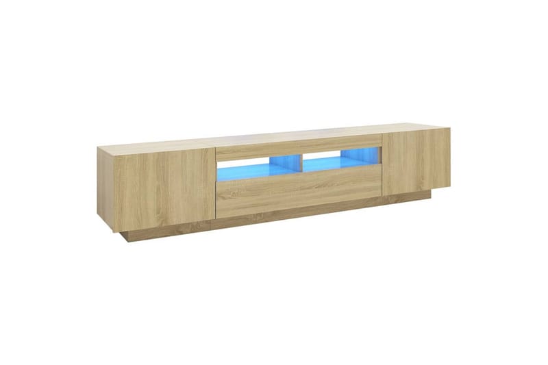 TV-benk med LED-lys sonoma eik 200x35x40 cm - Brun - Møbler - Mediamøbel & tv møbel - TV-benk & mediabenk