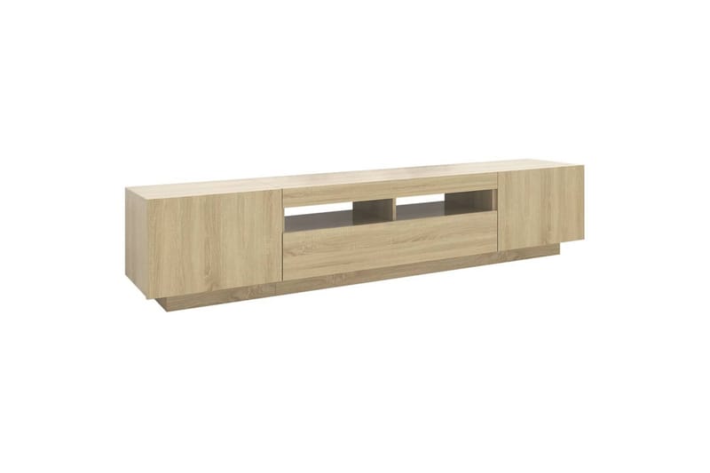 TV-benk med LED-lys sonoma eik 200x35x40 cm - Brun - Møbler - Mediamøbel & tv møbel - TV-benk & mediabenk