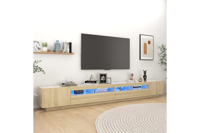 TV-benk med LED-lys sonoma eik 300x35x40 cm - Brun - Møbler - Mediamøbel & tv møbel - TV-benk & mediabenk